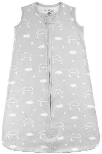 Baby Schlafsack 1.0 TOG, Bio-Baumwolle, Tragbare Babydecke, Schlafsack mit 2-Wege-Reißverschluss, Ganzjahres-Baby-Schlafsack, Kleinkind Junge Mädchen Neugeborenes, Clouds, Small (0-6 Months)