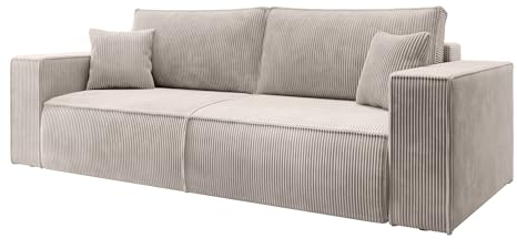 Selsey Sofa Schlafsofa Couch Mit Stauraum Schlaffunktion Pflegeleicht Polyurethanschaum Kordsamt Weich Creme Farese