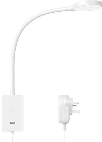 ENUOTEK Touch Dimmable LED Wall Reading Lamp for Bedroom, Wall Mounted Flexible Bedside Light with 5V2A USB Output Port, 4 Brightness Levels, 120° Wide Angle Neutral White Lighting 4000K