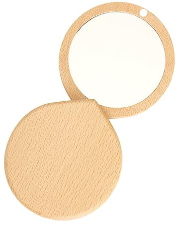 minkissy Miroir De Maquillage Portable en Bois Compact Léger pour Femmes Miroir De Poche Pratique Résistant Aux Rayures pour Retouches Maquillage Quotidien