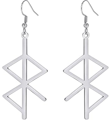 Wikinger Runen Ohrringe für Damen Edelstahl Wikinger Rune Liebe Frieden Nordisch Wikinger Heidschmuck, Edelstahl, Kein Edelstein