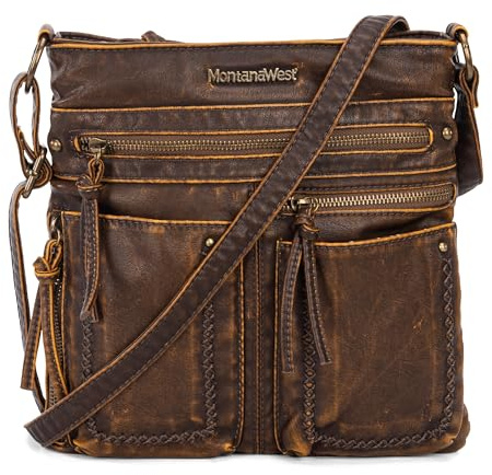 Montana West Crossbody Bags for Women Shoulder Purse and handbags Medium Multi Pocket Travel Bag,MWC-252BR