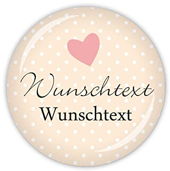 lijelove® I DO mit Wunschtext, 2-zeilig, apricot, mit Herz - als Button, Magnet, Taschenspiegel oder Flaschenöffner erhältlich (Art. HZ01-73)