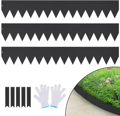 VEVOR Rasenkante 101,6 x 15,2 cm (3er-Set) Rasenkantenband aus Stahl Beeteinfassung Beetumrandung mit Dornen Mähkante Geeignet für Außengärten, Wege, Rasenflächen, Innenhöfe, Straßenränder und mehr