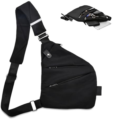 YAOZUP Bandolera, Cruzada al Hombro, Bolsa de viaje antirrobo, Bolsa de hombro antirrobo, Bolsa de pecho multibolsillos para hombres y mujeres, Bolsa antirrobo para Senderismo Jogging Ciclismo