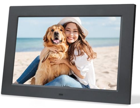 Digitaler Bilderrahmen 10,1 Zoll FHD (1920x1200) IPS, ohne WLAN/Touchscreen – USB/SD bis 64 GB für Fotos/Videos/Kalender/Uhr – Mit Fernbedienung (ohne Speicherkarte)