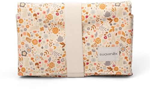 Suavinex, Cambiador Bebé Portatil, Cambiador de Paseo Impermeable, Tratamiento Waterproof, Plegable, Acolchado, Fácil de Limpiar, de Plegar y de Guardar en el Bolso. Regalo Recién Nacido, Flores