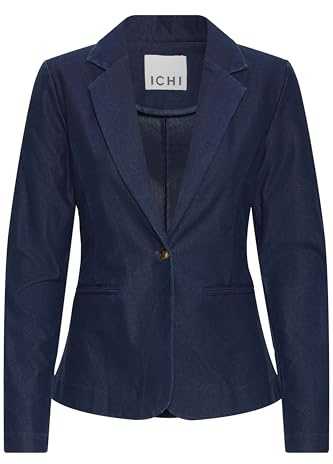 ICHI Ihkate Denim BL Blazer d'affaires décontracté, 900000556/Dark Blue, M Femmes