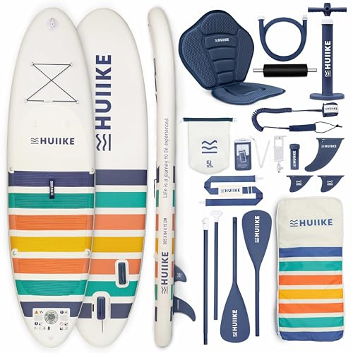 HUIIKE Stand Up Paddle Board for Adults with Accessories Included, Oar, Fins, Pump. Inflatable Sup Board Great Stability and Resistance. 10’ x 33 x 5.9, Maximum Load 286 lb