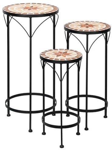 Blumenhocker Mosaik Beistelltisch Outdoor Pflanzenständer Balkon Blumenständer Metall Pflanzenregal Plant Stand Pflanzen Blumentisch Blumenregal Flower