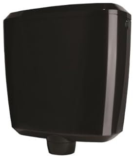 Belvit WC Spülkasten 3-9L - Aufputzspülkasten in glänzend Schwarz geräuscharm & wassersparend, Wasserkasten Toilette mit Start-Stopp-Funktion, 3-fach Anschluss, Komplettset
