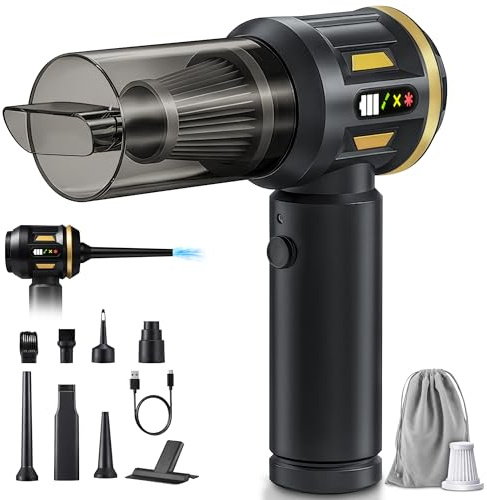 ocenal Potente aspirapolvere per auto senza fili 19.000 Pa – ricaricabile USB-C, LED incorporato, 6000 mAh – Aspirazione peli di animali, casa, ufficio e tastiera