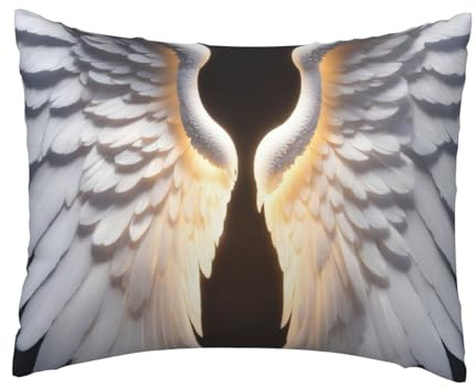 AYYQWE Funda de cojín con estampado de alas de ángel, elegante, cómoda, agradable al tacto, lavable, acogedora para uso doméstico