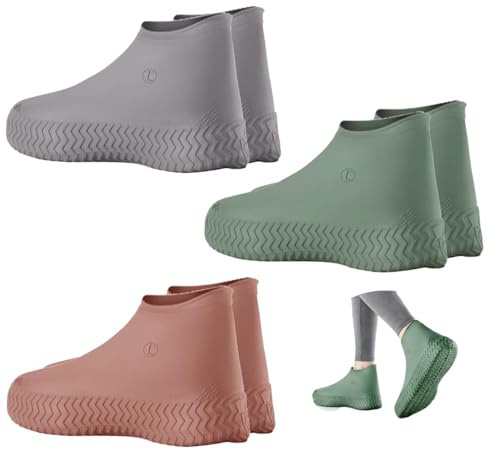 Fundas para Zapatos Impermeables de Látex de Alta Elasticidad, 3 Pares Reutilizables, Antideslizantes y Ecológicas para Protección Integral en Lluvia, Nieve, Arena y Barro, Tamaño Universal 38-46
