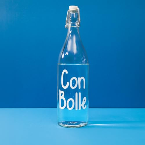 Bottiglia in vetro 1 L scritta Con Bolle con chiusura ermetica