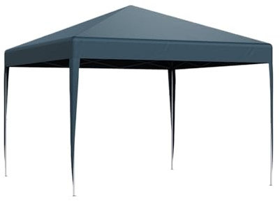 Tenda a baldacchino pop-up 3 x 3 m, altezza regolabile, gazebo da giardino, riparo per matrimoni, protezione UV, portatile, padiglione esterno blu, senza pareti laterali