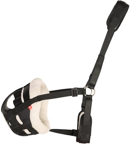 Imperial Riding Fressbremse „Fur Spacious“ geräumig mit Fellrand, Schwarz, Cob