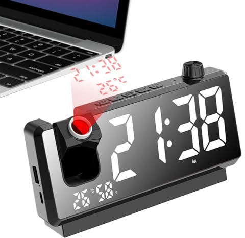Tidsprojektionsklocka 180 grader roterbar digital projektionsklocka