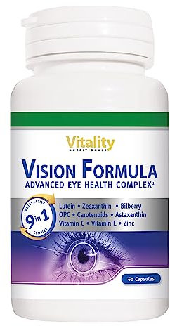Augen-Vitamine Hochdosiert, Vision Formula Nahrungsergänzung zur Erhaltung einer normalen Sehkraft (60 Kapseln) Vitality Nutritionals by VitaminExpress