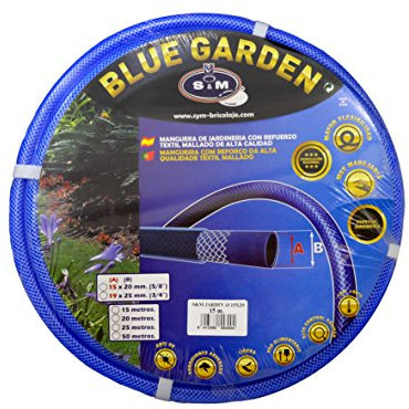 S&M 553004 Manguera de jardín Reforzada Blue Garden Rollo 15 Metros, Azul, Rollo 15 x 20 mm-(5/8”)