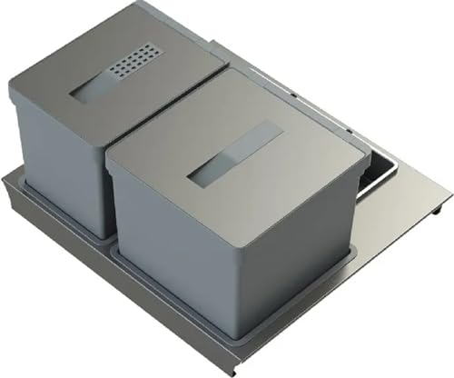 TECNOINOX Bidoni per Raccolta differenziata, 2 Contenitori da 12 + 17 Litri, Colore Bianco Modello T2