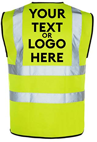The World Of Wall Art Personalised Printed Reflective Hi-Vis High-Viz Visibility Safety Vest/Waistcoat Customised (X-Large)