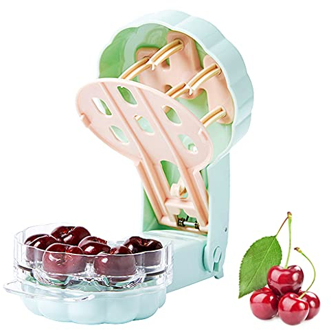 Eidoct Dénoyauteur de cerises, 6 noyaux de cerises, gadget de cuisine pour enlever 6 cerises à la fois (vert clair)