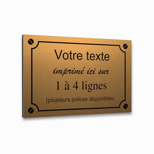Plaque de rue décorative en aluminium Personnalisée pour intérieur et extérieur 30x20cm Or Brossé
