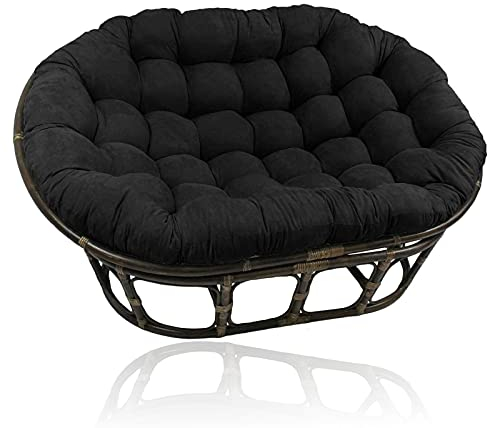 Papasansessel Kissen, Doppeltes Papasan Stuhlkissen, Wasserdicht Papasan Stuhlkissen mit Krawatten, für Indoor Outdoor Gartenterrasse, Ohne Stuhl,Schwarz,170 * 120cm