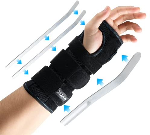 AGPTEK Handgelenk Bandagen, Links- und Rechtshänder Verstellbare Tag-Nacht-Handgelenkschiene mit Metallschiene-Stabilisator, Handgelenkstütze für Training, Gewichtheben, Krafttraining, Männer Frauen