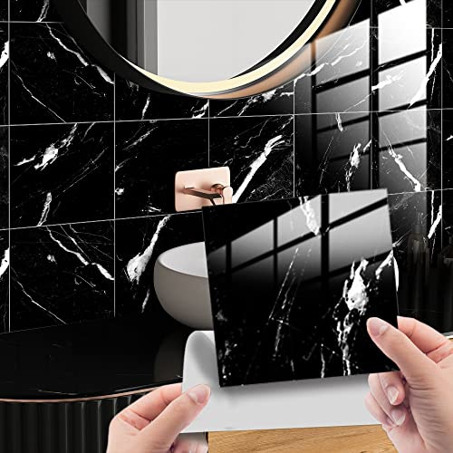 HORIWE Pegatinas de Azulejos Marmoleado 20x20cm Adhesivo de Azulejos de Pared 20pcs PVC Lámina Autoadhesiva Papel Pintado Impermeable Pegatinas de Pared para Cocina,Armario,Muebles,Mesa
