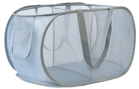 KIAYOO Porta Panni Sporchi,Portabiancheria Sporca Salvaspazio 2 Scomparti,Laundry Basket,Cesto Panni Sporchi Salvaspazio Per Bagno, Camera Da Letto, Lavanderia, Hotel e Viaggi,Grigio