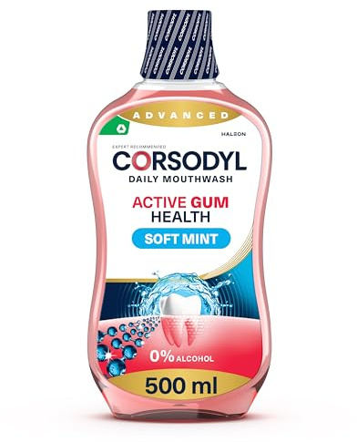 Corsodyl Mouthwash Daily Active Gum Health, Fluoride Mouthwash, Alcohol Free, Soft Mint, 500ml