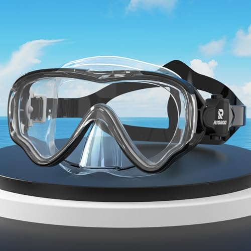 RIOROO Maschera da snorkeling per bambini, a prova di nebbia e perdite, maschera subacquea con maschera per il naso, occhiali panoramici ad alta definizione a 180°, occhialini da nuoto per ragazzi,