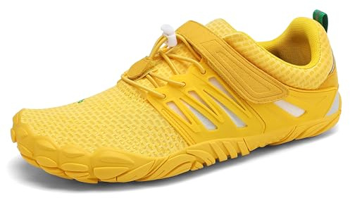 SAGUARO Barefoot Hombre Mujer Zapatillas de Trail Running Ligeras Cómodas Minimalistas Zapatos Descalzos, Amarillo 42