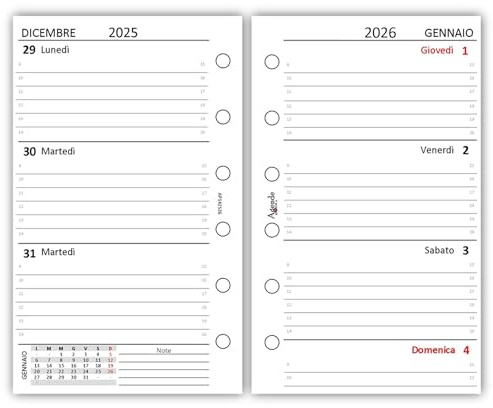 Agendepoint.it - 7 x 12 cm 90 gr vit veckoplanerare ersättning - 2026
