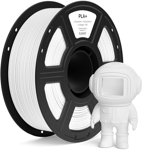 ELEGOO PLA+ Filamento 1,75mm Bianco 1KG, PLA Plus ad Alta Resistenza per Stampanti 3D, Precisione Dimensionale +/- 0,02mm, Bobina da 1kg (2,2lbs) Compatibile con la Maggior Parte delle Stampante 3D
