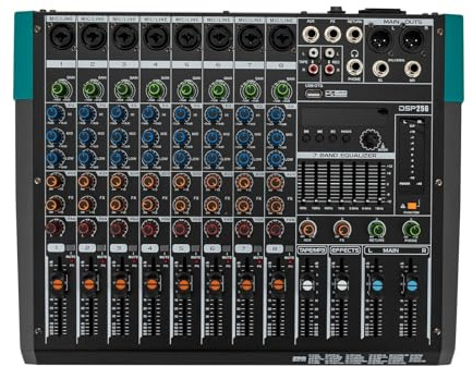 Mischpult DJ Mixer Audio Mixer Mini Mischpult Digital Bluetooth XLR 8 Kanäle 256 Hall Effekte Phantomspeisung Kompaktes Studio Live Streaming