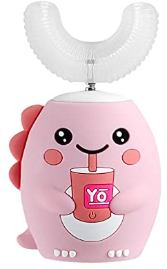 Cepillo Eléctrico Infantil Dinosaurio Rosa con Diseño Divertido - Cepillo Dental Eléctrico para Niños con Timer Automático, Cerdas Suaves y Luz LED - Higiene Dental para Niñas 3-12 Años (B)