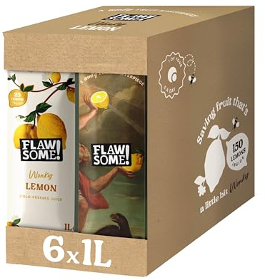 Flawsome! Lemon 6x1l - Cold-Pressed - No Added Sugar – 100% Natural and Pure with No Sweeteners – Craft Vegan Not from Concentrate