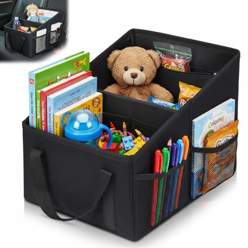 Rkixlix Organizer Auto, Pieghevole Organizzatore Sedili Auto Organizer Auto con Frazioni Regolabile e Maniglie Doppie Organizer Bagagliaio Auti Organizer Auti per Sedile Anteriore/Posteriore/Pavimento