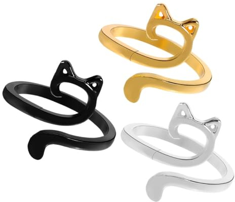 iplusmile Set 3 Anelli per Maglieria Professionali Regolabili in Lega di Zinco Design a Orecchie di Gatto, Anelli Decorativi Leggeri per Lavori a Maglia, Cucito e Progetti di Quilting,