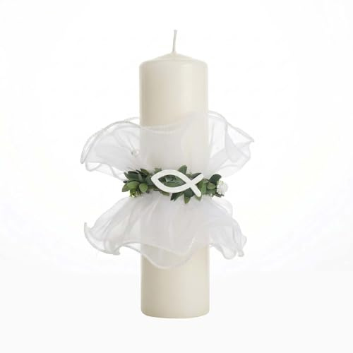 SLIAXINT Candela Antigoccia, Protezione Antigoccia per Battesimo, Paraspruzzi per Candele da Comunione con Decorazione A Forma di Pesce, Protezione per Candele da Matrimonio E da Battesimo