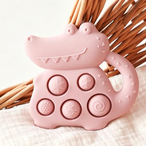 Jessruly Simple Dimple Fidget Toy i silikon – mjuk sensorisk leksak med handklocka, lätttryckbar tryckare för lugnande och finmotorlek (rosa)