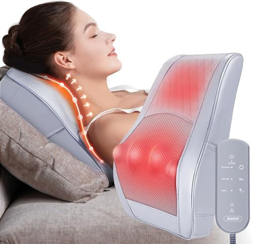 Massageapparat, nackmassageapparat med värme, shiatsu massagematta, 3D knet ryggmassageapparat för nacke, axlar, rygg, ben, gåvor för män, kvinnor, mamma, pappa, vän, lärare