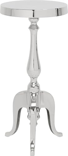 Kare Design Beistelltisch Barocco, Silber, Wohnzimmertisch, Nachttisch, Aluminium Gestell, 62x27x27 cm (H/B/T)