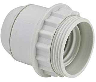 DEBFLEX - Douille E27 1/2 Filetée - Douille Pour Lampe avec Ampoule à Visser - Blanche - 50,6 x 54,3 x 50,6 mm