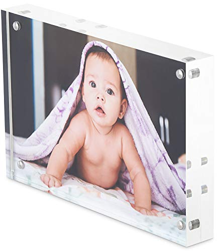 Scribble 6 x 4 Inch Acrylic Photo Frame/Block, Free Standing, Use Horizontally or Vertically