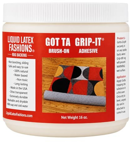 Gotta Grip-It Non-Slip Rug Fixative Gum 16 Oz - Safe and Easy to Use, Machine Washable and Dryer Safe, Backings Adhesive, Natural- 16 Oz