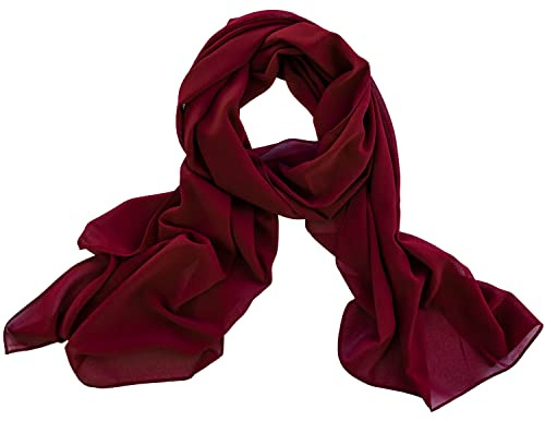 Dolce Abbraccio - Foulard da donna in chiffon, ideale per la primavera e l’estate bordeaux Medium
